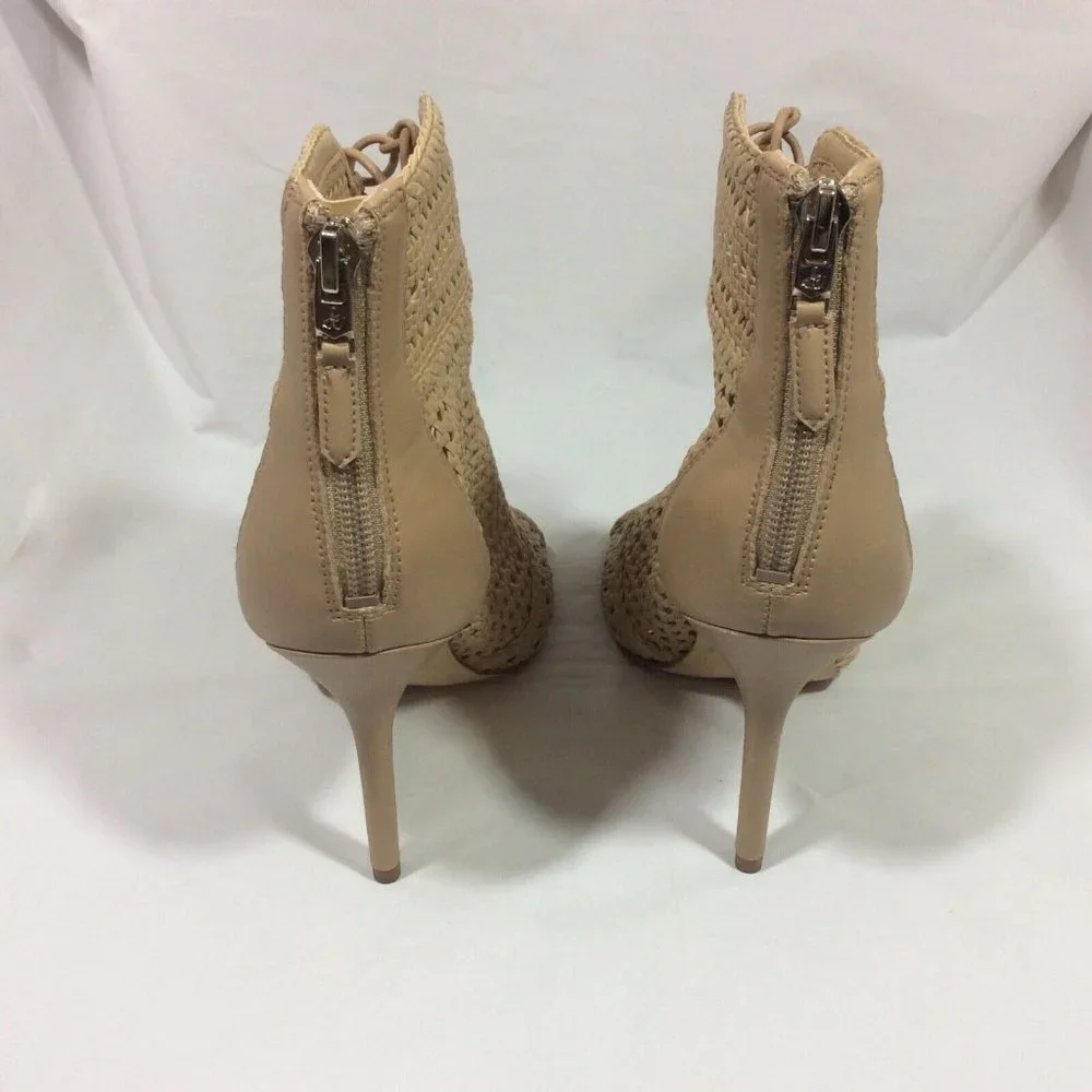 Sam Edelman Abbie Woven Heels Tan Strappy Exposed Back‎ Zip